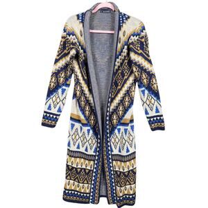 IMANIMO Maternity Marci Open Front Long Sweater Womens Size S Paisley Multicolor